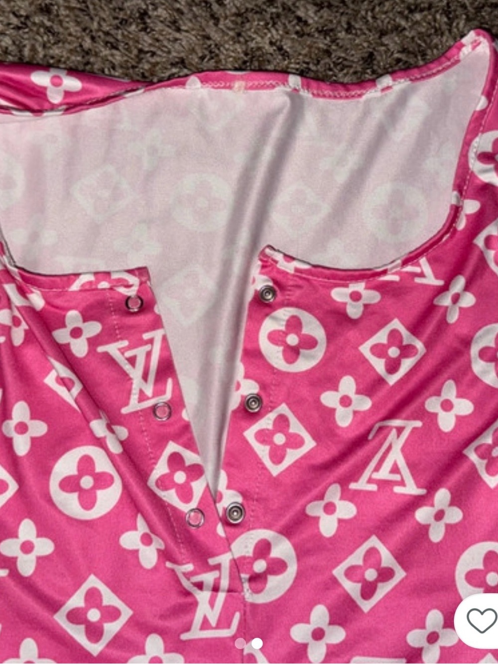 Pink Monogram Short Sleeve Romper - Picture 2 of 2